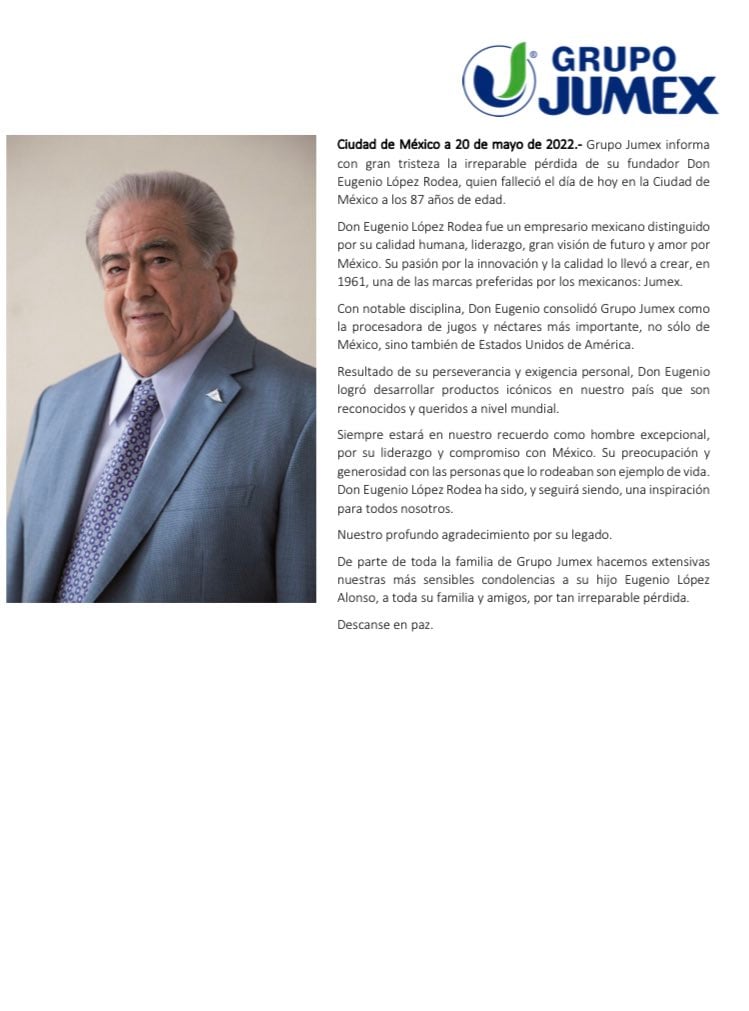 Foto: Comunicado de Jumex