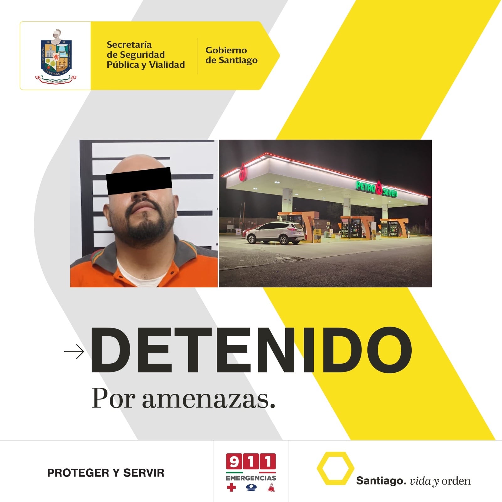Pide gasolina y despachador ebrio la amenaza con un cuchillo; policía de Santiago lo detiene