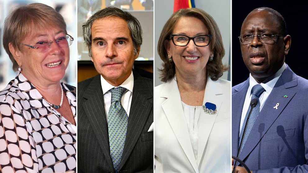 Michelle Bachelet, Rafael Mariano Grossi, Rebeca Grynspan y Macky Sall.