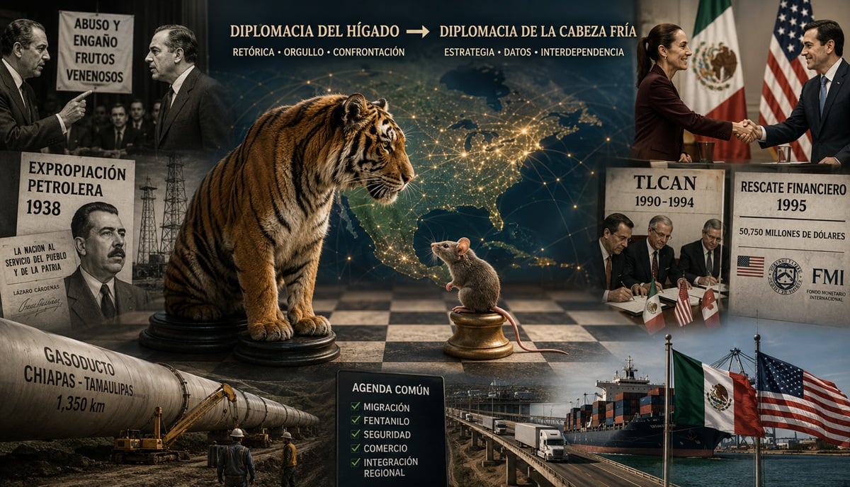 Entre el rugido del tigre y la astucia del ratón, la diplomacia mexicana apuesta hoy por la cabeza fría sobre el hígado político.