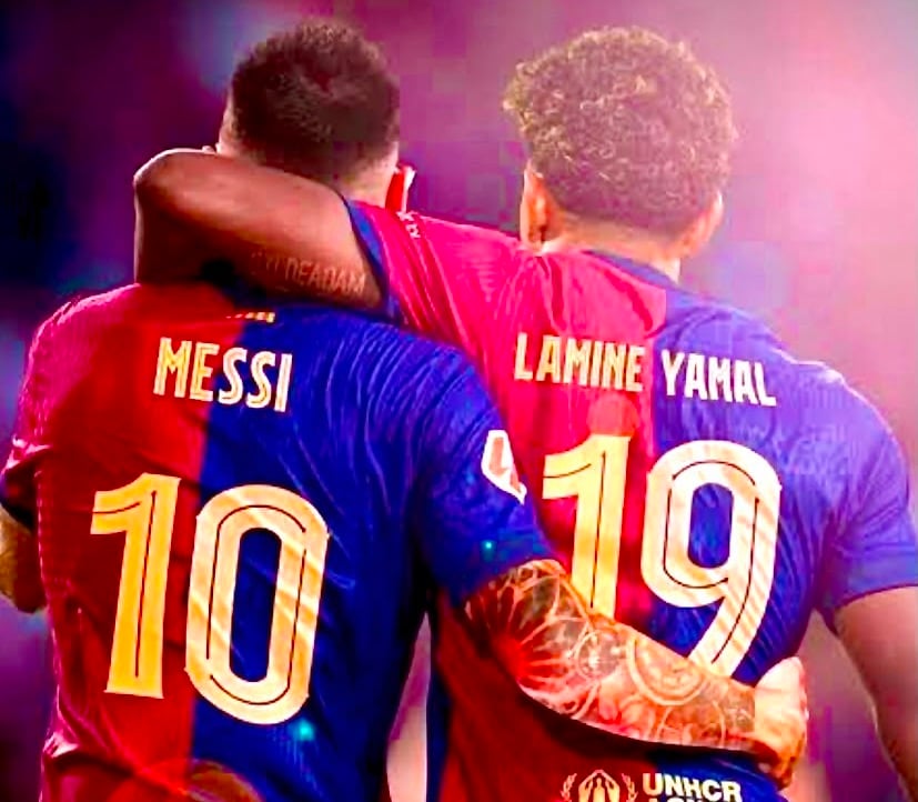 Lamine Yamal y Leo Messi en una doto profética. 