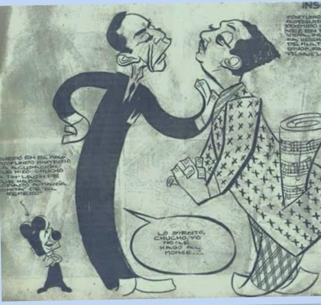 Caricatura de periódico mexicano de Luis Alcaraz y Lecuona dirimiendo el problema.