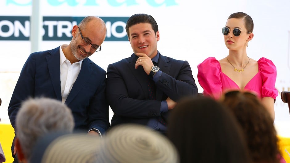 Miguel Treviño, Samuel García y Mariana Rodríguez. Foto presidencia municicipal de SPGG.