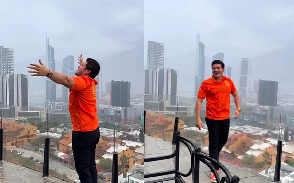 Samuel García agradece las lluvias que caen en Nuevo León. Foto de sus redes.