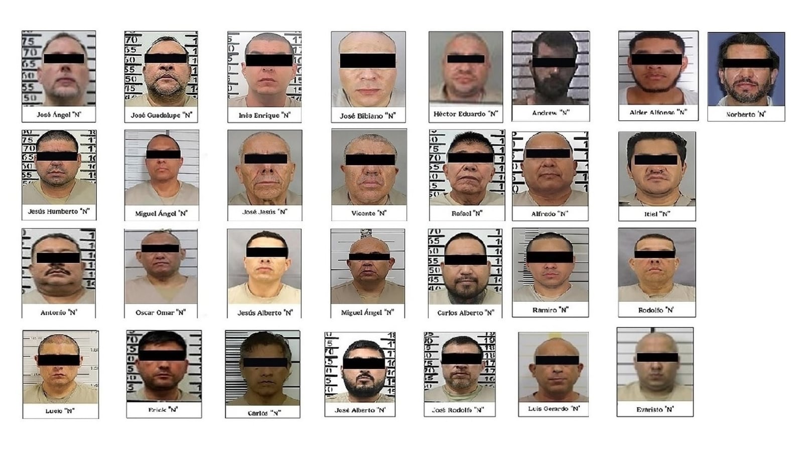 29 narcos extraditados por México y bajo custodia de Estados Unidos. Foto tomada de la red.