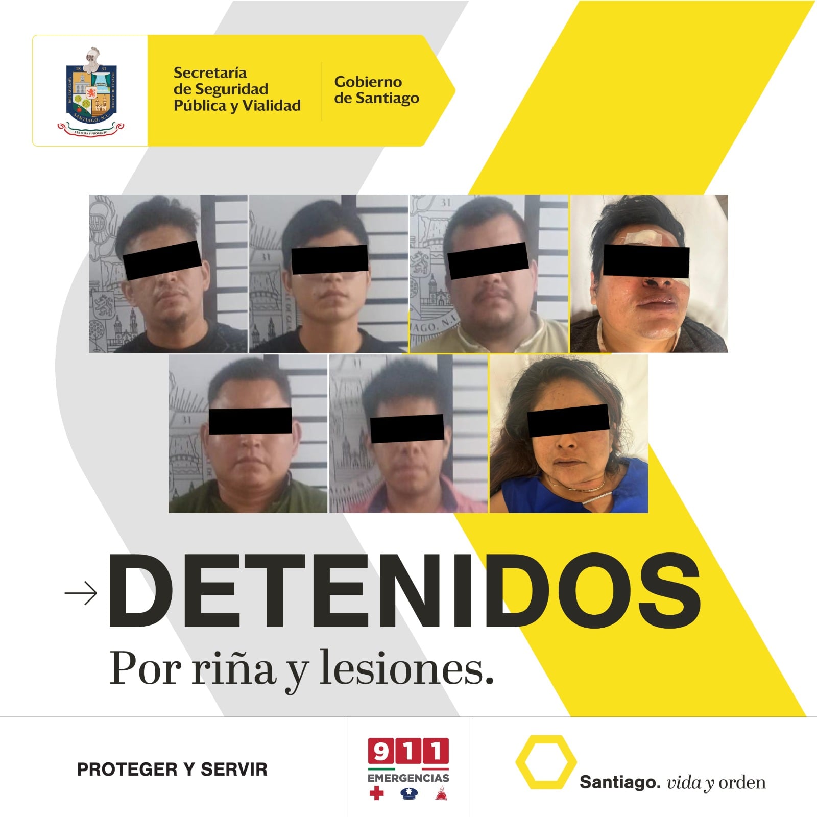 Riña en quinta deja 2 lesionados y 5 detenidos por la policía de Santiago.
