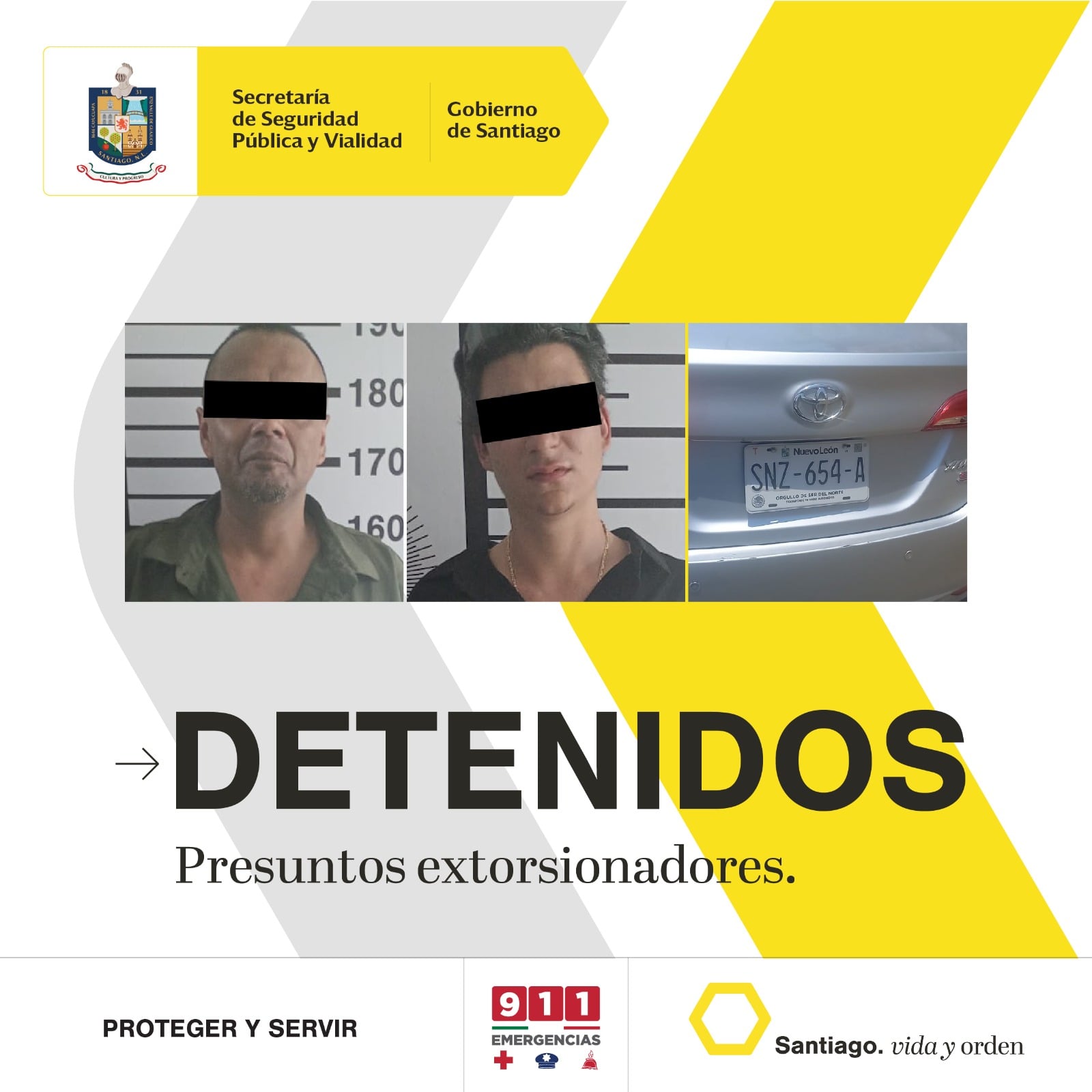 Policía de Santiago detiene a dos personas señaladas como extorsionadores