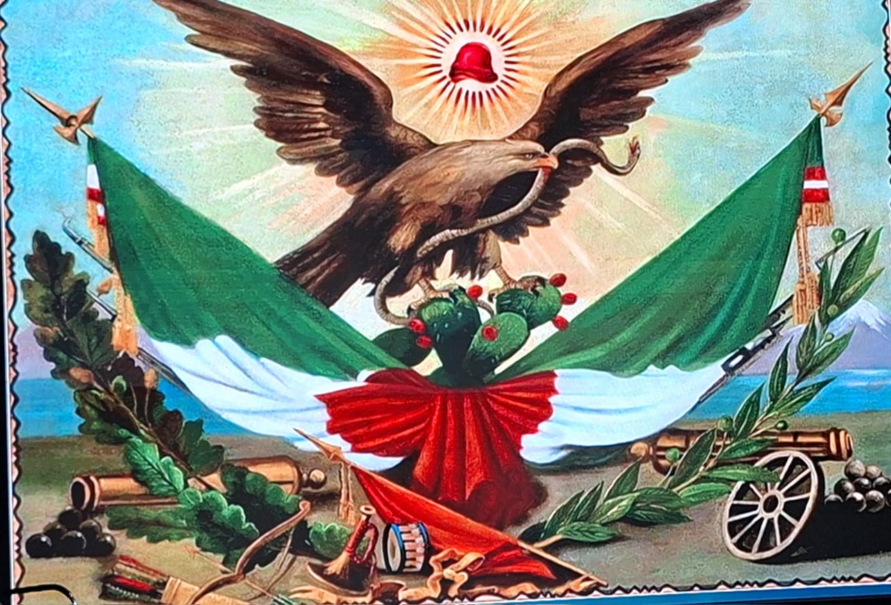 Bandera sin mancha qué flotas altiva, allá en las regiones del aire y del sol, y en ondas y giros magnífica luces los bellos colores de nuestra nación.