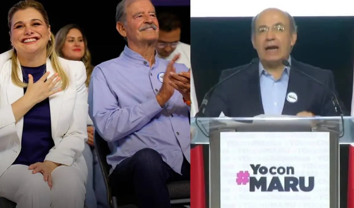 Calderón durante el mitin de apoyo a la gobernadora Maru Campos.