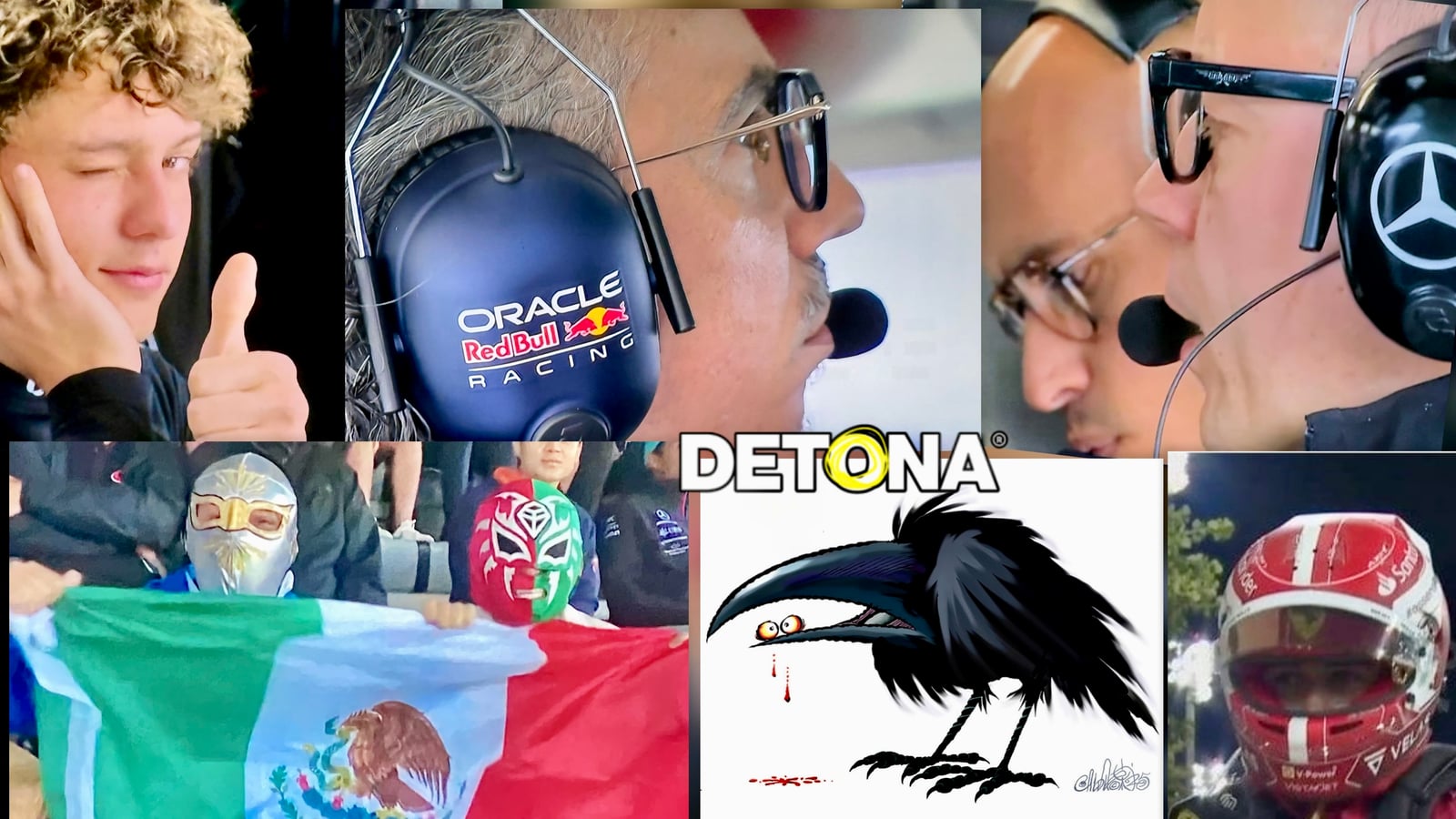 Diseño por Edwin Sánchez Landeros. Grupo DETONA® Arriba a la izquierda, el novato sensación, Kimi Antonelli, que está dejando tuertos a muchos que no lo hacían más allá de la segunda carrera de esta temporada.