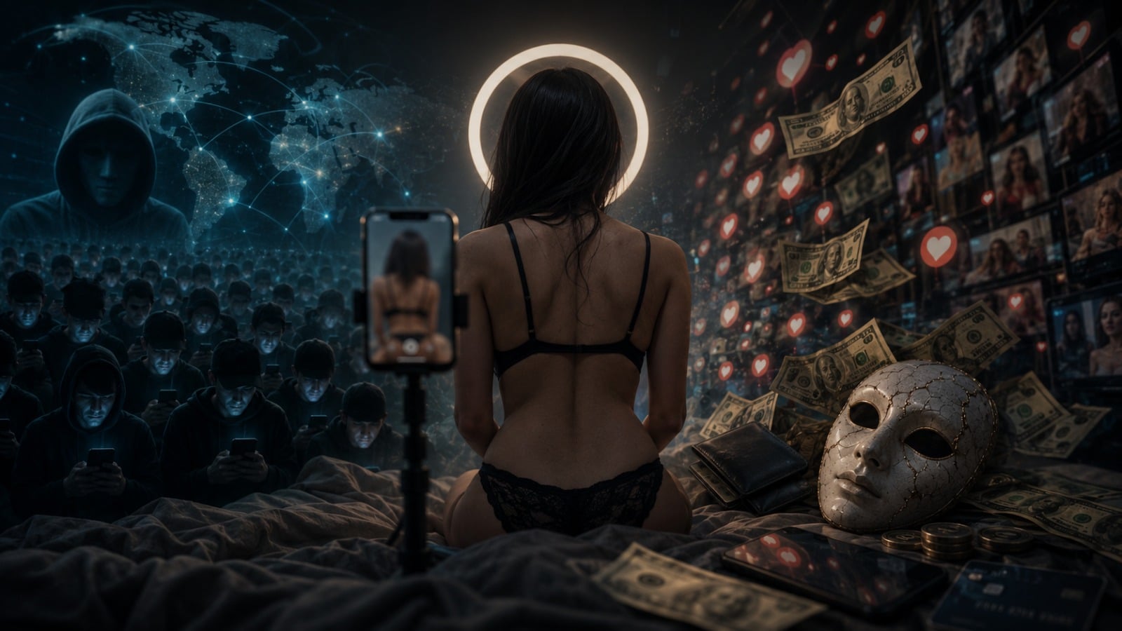 Una mirada crítica a la economía de la atención, la monetización del cuerpo y las contradicciones de una sociedad hiperconectada que consume intimidad como entretenimiento.