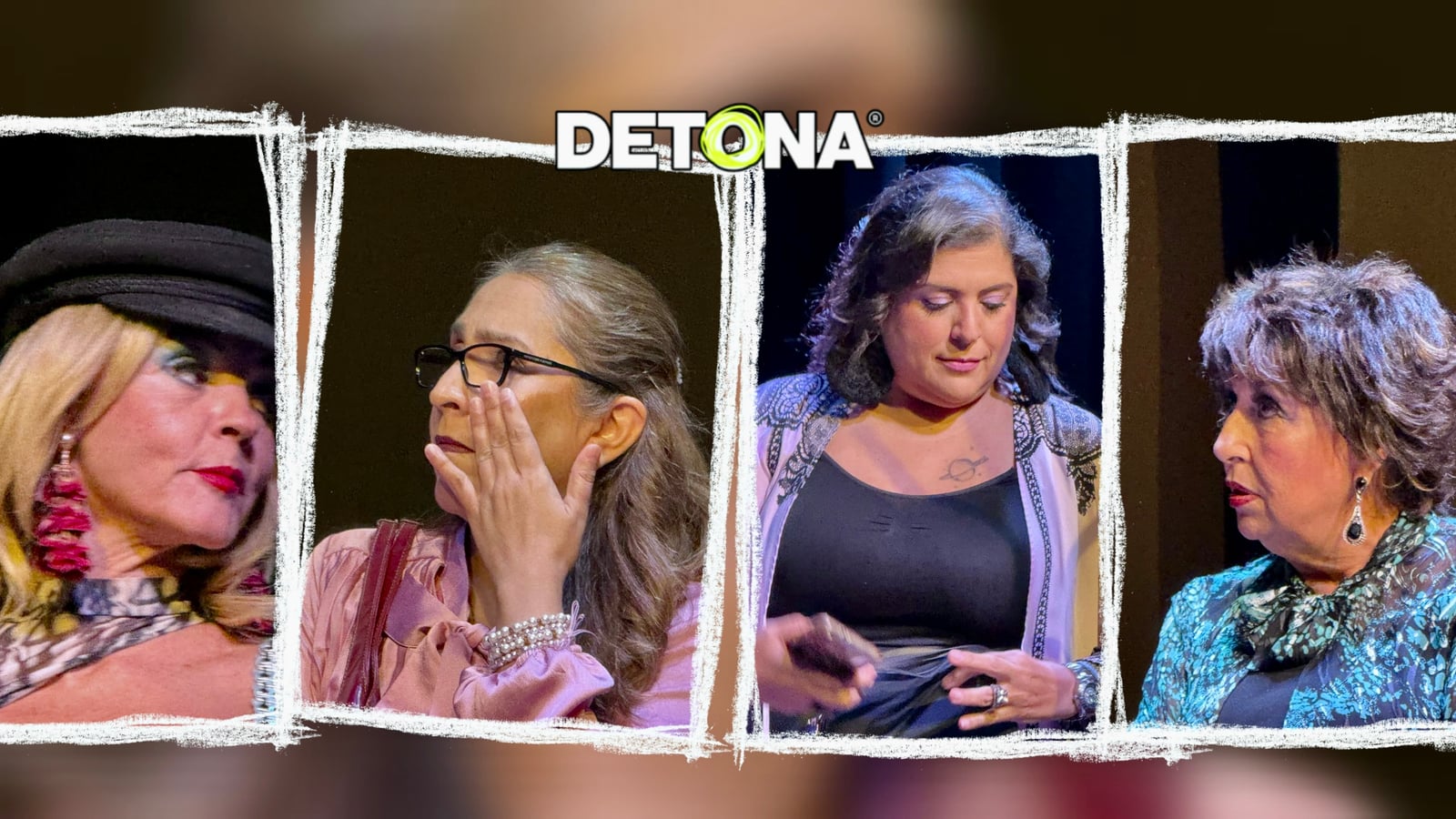 Balbina Sada y Veva Cuervo, en los extremos. Betty Rodríguez y Dubelza Moreno, al centro. Diseño por Edwin Sánchez Landeros, Grupo DETONA®