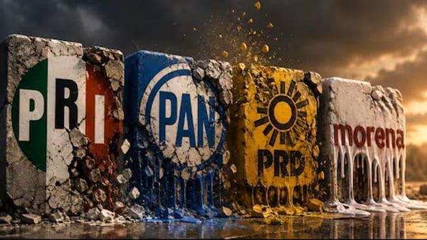 Metamorfosis de los partidos políticos en México. Foto: Javier Treviño. (IA)