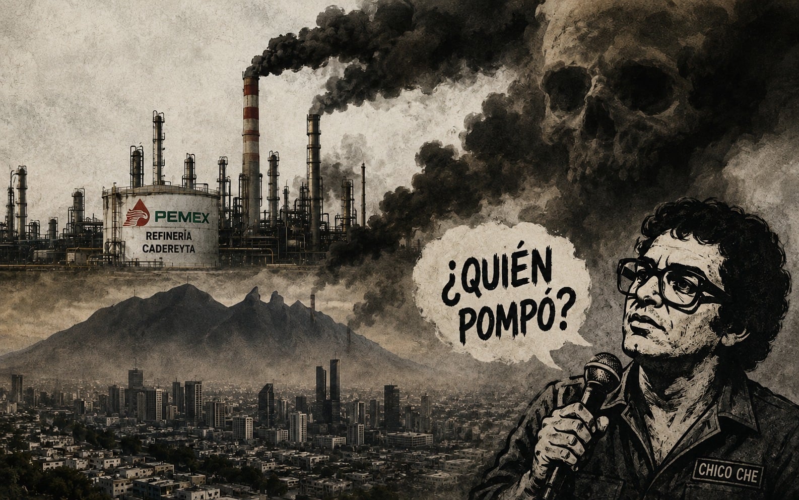 La refinería de Cadereyta, señalada como una de las principales fuentes de contaminación atmosférica del área metropolitana de Monterrey.