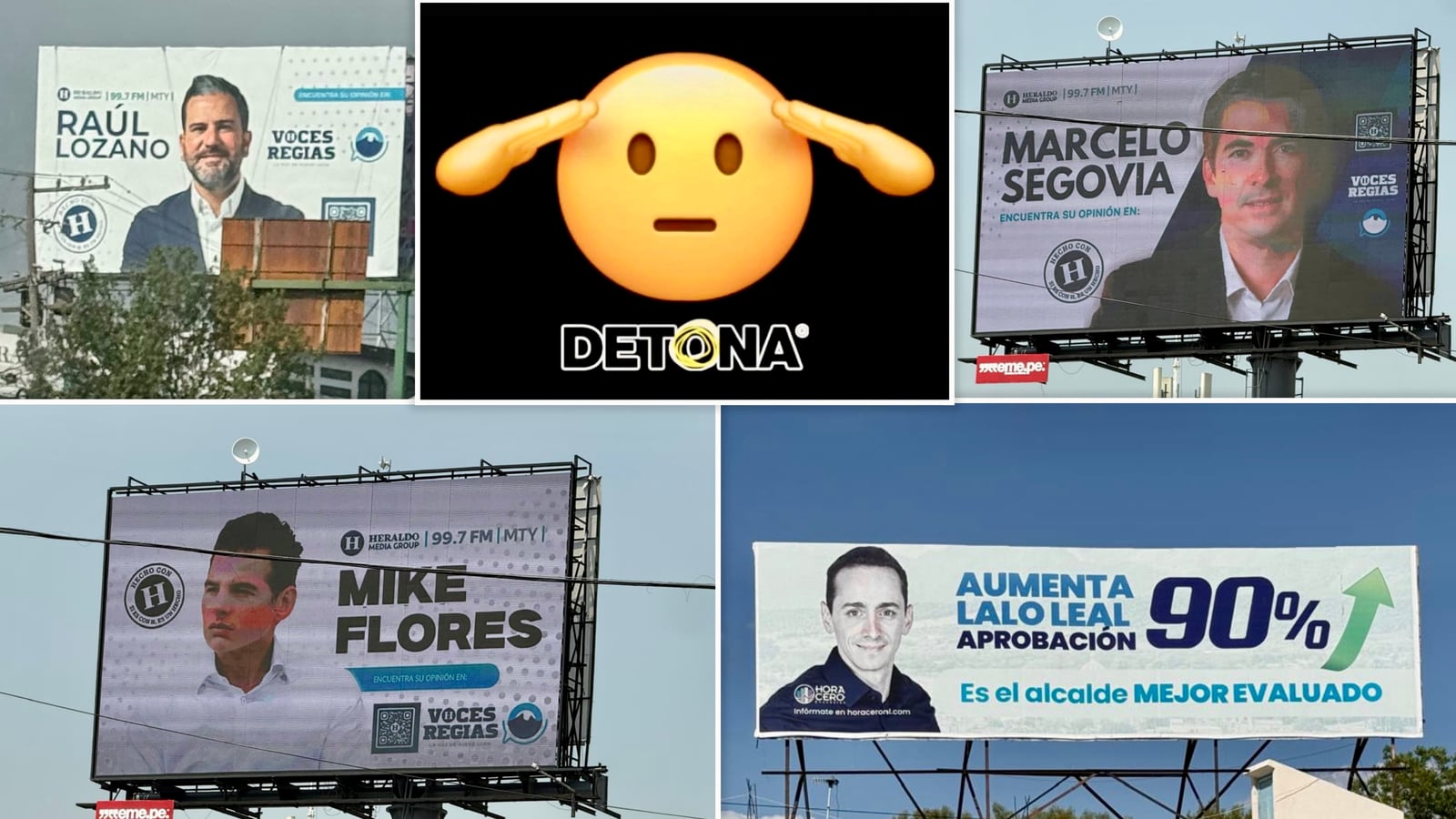 Estos caballeros se burlan del respetable público elector anunciándose como vil producto de 4a. Se dan a conocer en panorámicos porque nadie los conoce en las funciones que actualmente desempeñan como funcionarios "u" lo que sean. Dan pena. Diseño Grupo DETONA®