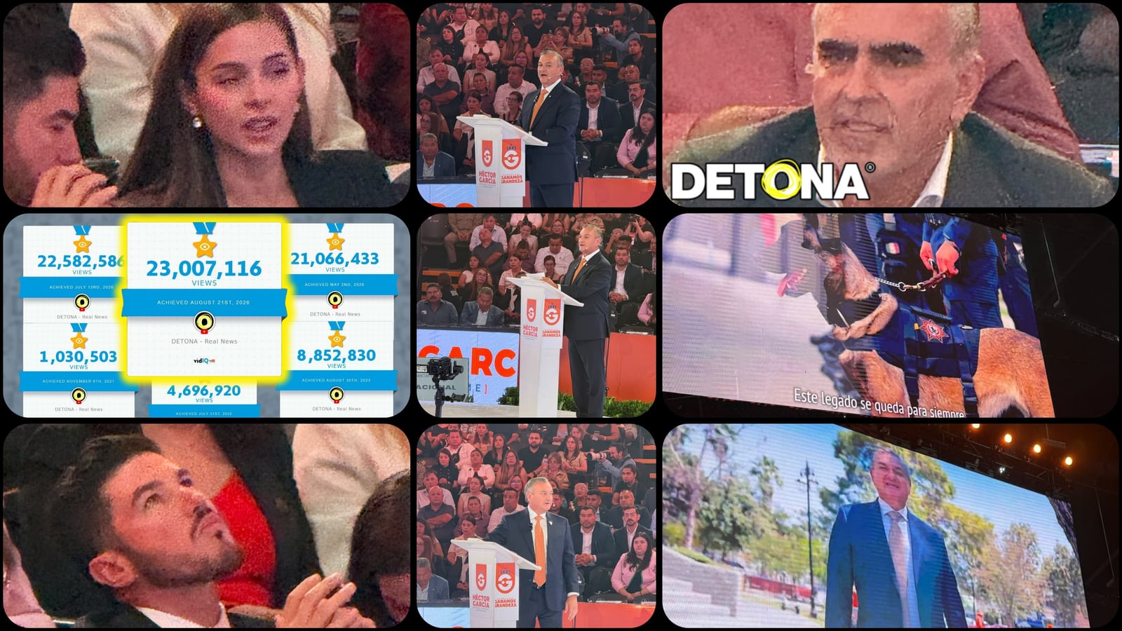 Diseño por Edwin Sánchez, Grupo DETONA® Material gráfico exclusivo de esta casa editora, que el 2 de octubre próximo cumple 6 años, con 23 millones de views, récord logrado gracias a tí que nos sigues porque ves hacia arriba, como aquí lo hace el gobernador, Samuel García. ¡Gracias! y contigo ¡Vamos por más!